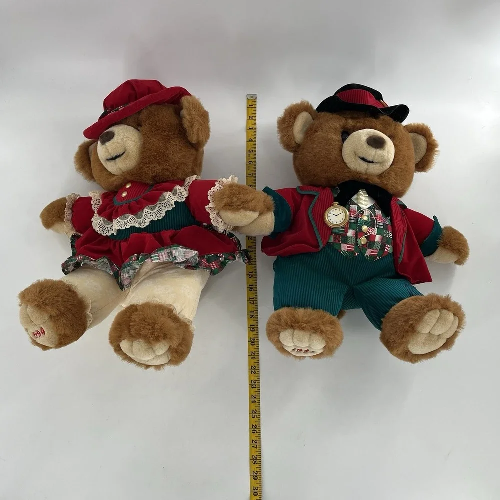 2 Kmart Christmas Teddy Bear Lane‎ Plush Stuffed Animal Girl Boy Vintage 1994